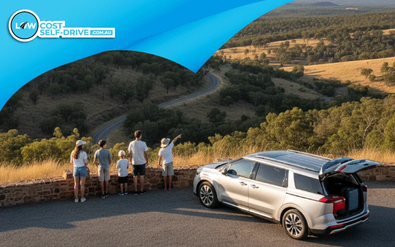 Family stopping at an Australian lookout during a 2026 road trip