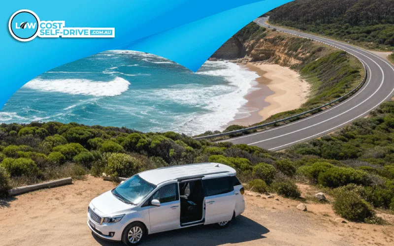 Van parked along the Great Ocean Road during an Australian summer drive